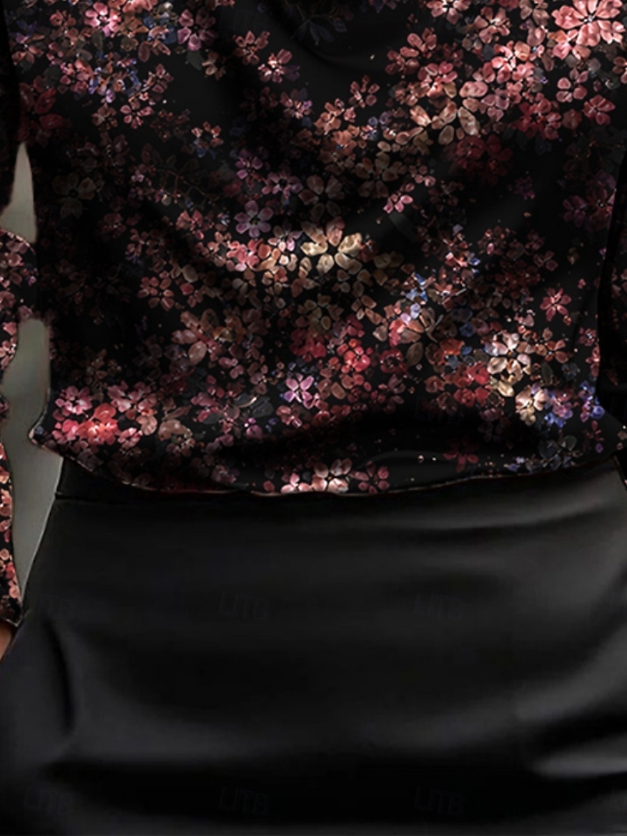 Mulheres Camisa Social Imprimir Com Pregas Floral Gráfico Elegante à moda Casual Manga Longa Gola Boba Tops regulares Diário Trabalho Feriado Roxo Primavera Outono de 2026 por $27.99 –P3
