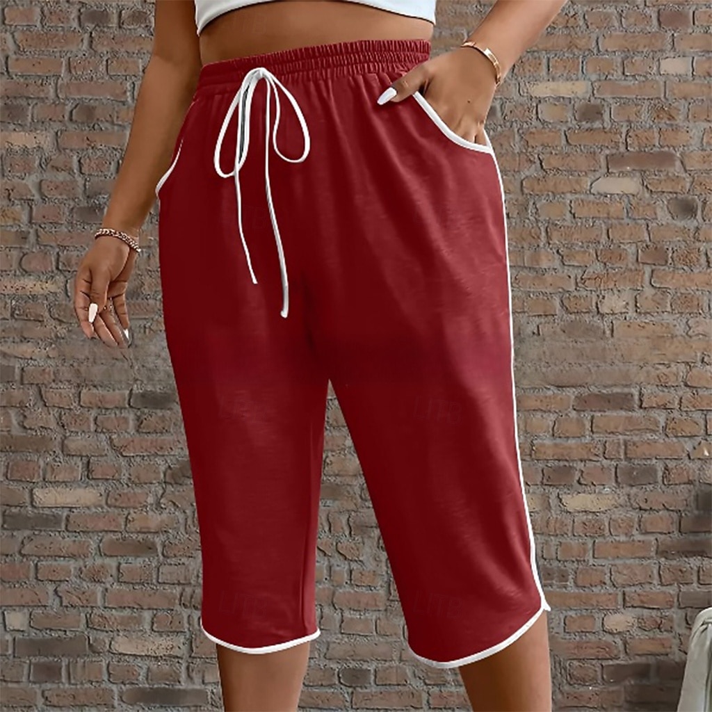 Women's Trousers Capri Pants Summer Pants Beach Pants Vacation Fashion Casual Daily Capris High Waist Plain Drawstring Patchwork Pocket Comfort Lightweight Breathable Micro-elastic Streetwear Beach 2026 - $20.99 –P8