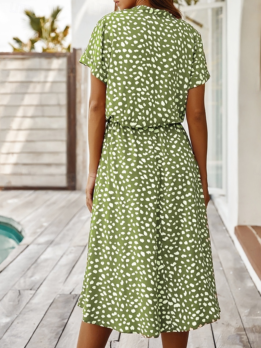 Dame Midikjole Uformell kjole Floral kjole Elegant Mote Moderne utendørs Feriereise Ut på byen Normal Blomstret Kortermet V-hals Blå Hvit Gul Navyblå Sommer Vår 2026 - $28.99 –P14