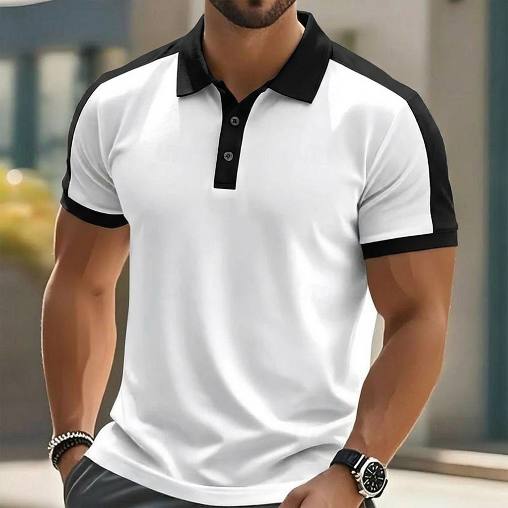 Homme Polo Chemise de golf Occasionnel Sports Classique Manche Courte Mode Frais Bloc de Couleur Boutons Été Printemps Printemps & Automne Coupe régulière Noir Blanche Rouge Bordeaux Kaki Gris Claire de 2026 ? $16.99 –P5