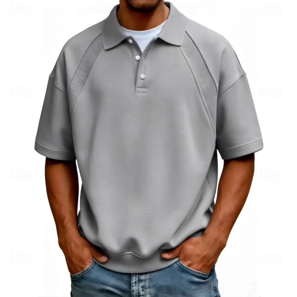 Homens Camisas Polo Casual O negócio Aberto para a Lateral Manga Curta Moda Básico Tecido Botões Verão Primavera Azul Branco Azul Marinha Marron Verde Cinzento Camisas Polo de 2026 por $14.49 –P1