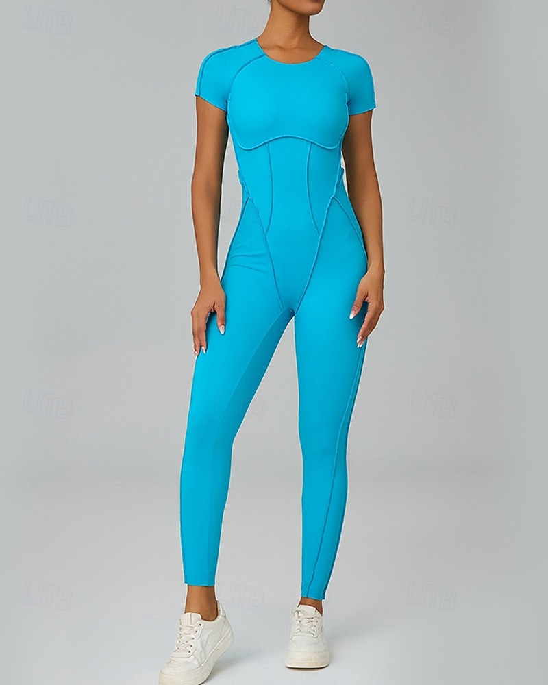 Mujer Mono de Fitness Pijama Mono Color sólido Body Verano Primavera Otoño Arroz blanco Rosa Entrenamiento de gimnasio Aptitud física Yoga Eslático Transpirable Manga Corta Deporte Ropa de Deporte 2026 - $44.99 –P23