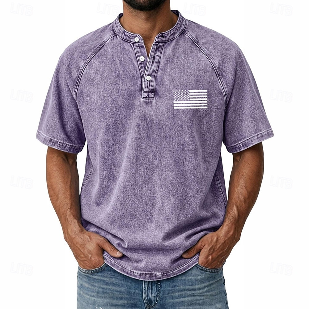 T-shirt graphique américain US Flag pour homme SoftFade™ chemise en denim 100 % coton chemise acid wash haut à manches courtes vintage streetwear maison rue été printemps noir rose vert clair gris de 2026 ? $31.99 –P5
