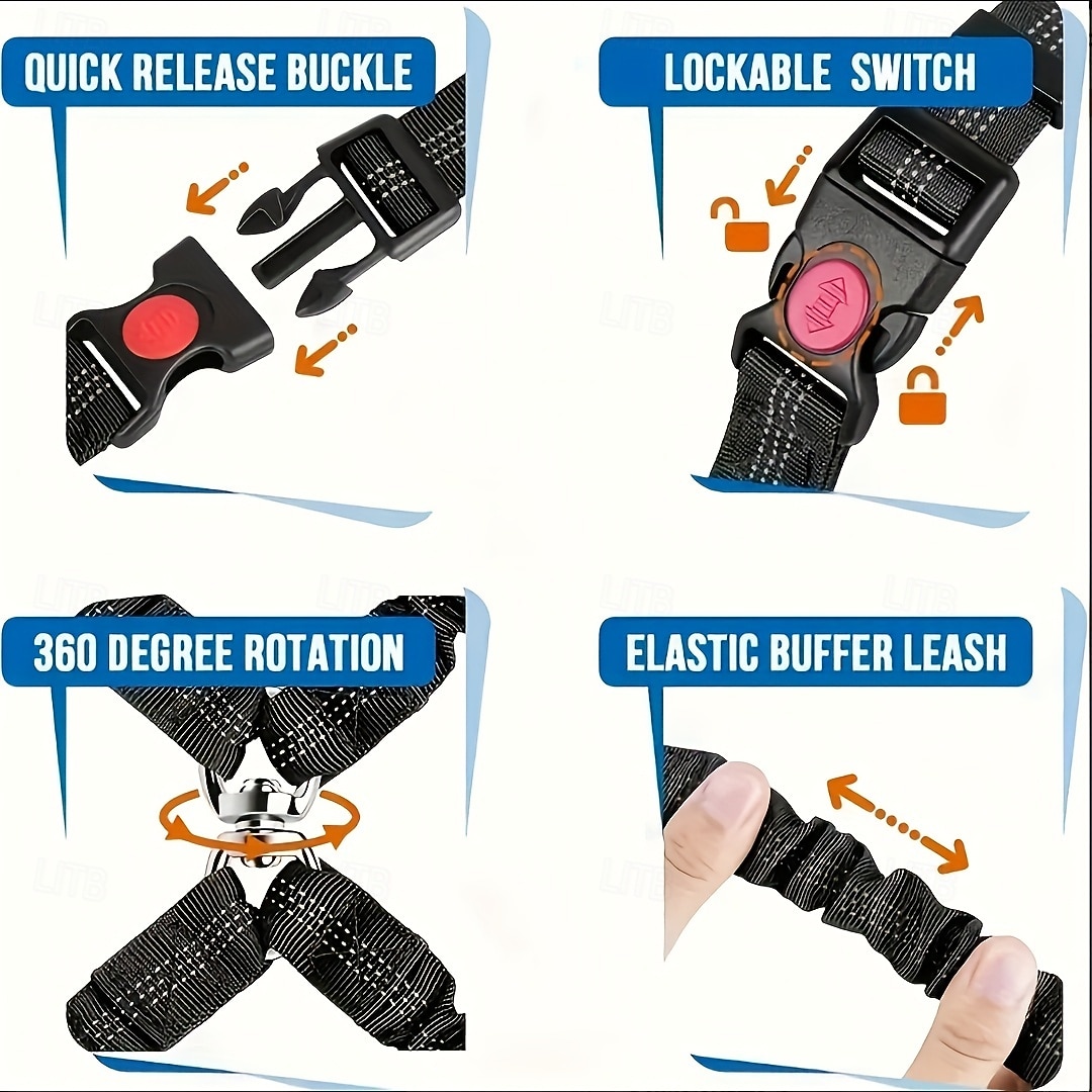 Cinturón de seguridad doble para perros, nuevo cinturón de seguridad doble para reposacabezas de coche para mascotas, correa para perros sin enredos, ajustable con elástico, divisor de correa para 2026 - $16.99 –P3