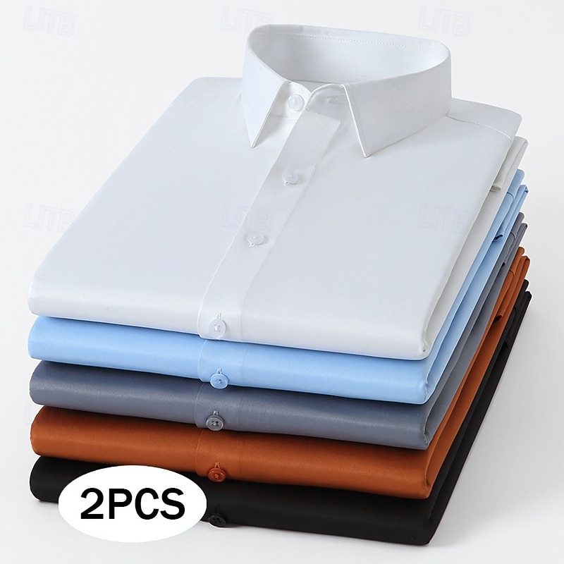 Homme Chemise Chemise habillée Chemise sans repassage Chemise Boutonnée Couleur Unie Quotidien Affaires Orange + bleu Bleu marine + noir orange+rouge Bleu Marine + Rouge manche longue Col Rabattu de 2026 ? $45.99 –P1