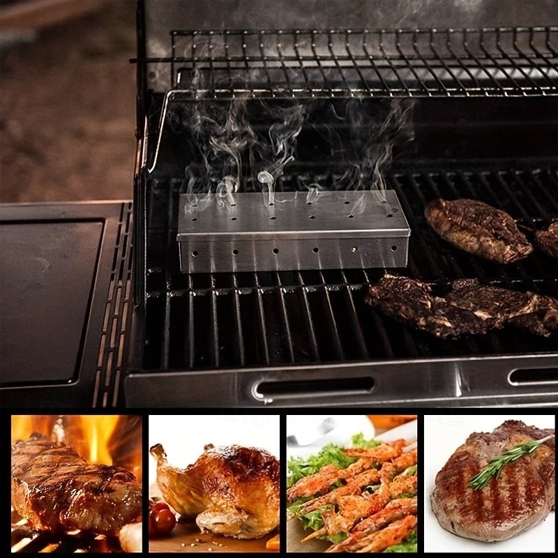 Stainless Steel Wood Chip Smoker Box for Grilling Additions, Suitable for Adding a Smoky Flavor to Gas Or Charcoal Grills, The Best Grilling Accessory for Charcoal And Gas Barbecue Grills 2026 - $15.99 –P3