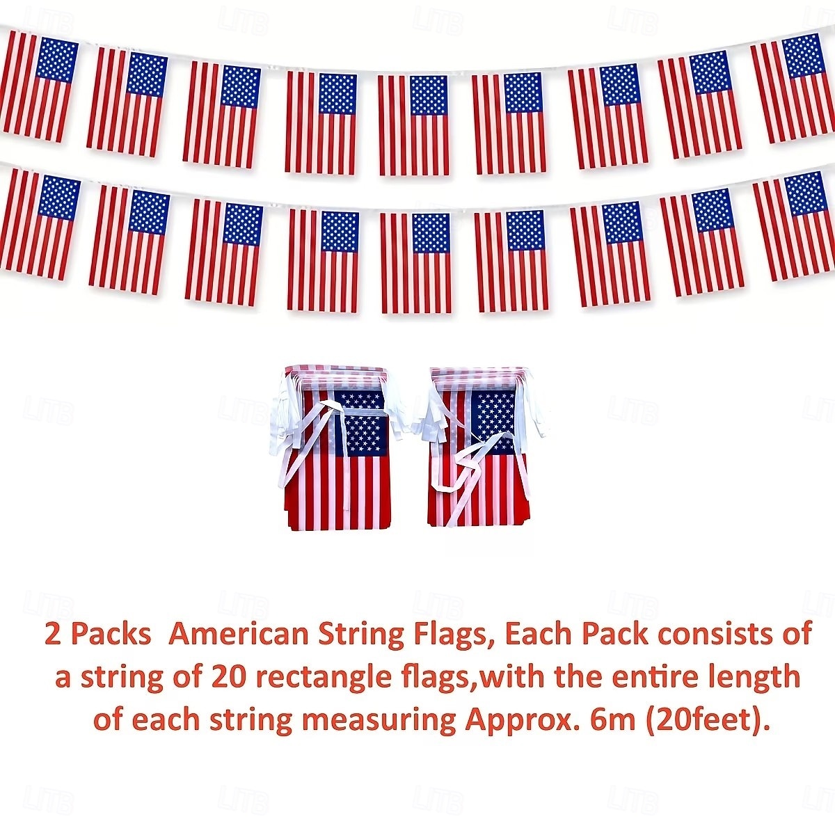 Cordões com bandeiras patrióticas dos EUA – 20/40 mini bandeiras americanas para sala de aula, jardim &4 de julho, Dia da Independência, 250º aniversário, decorações do Dia da Memória de 2026 por $10.99 –P3