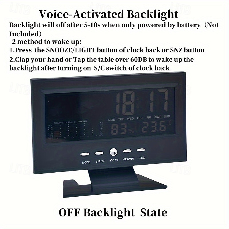 Intelligent Multi-function Voice-controlled Digital Weather Clock With Backlight, Temperature And Humidity Measurement, Weather Forecast, Electronic Clock, And Alarm Clock 2026 - kr.229 –P5