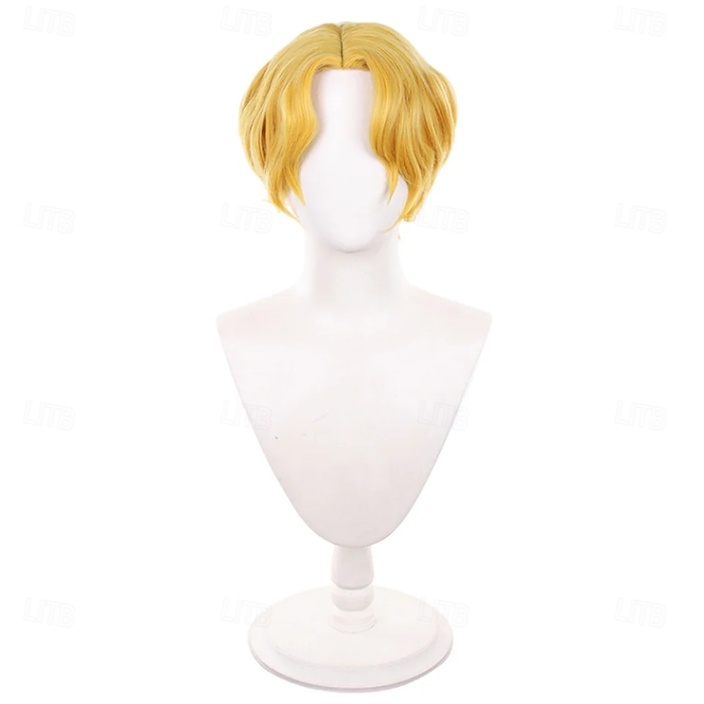 Anime pruik met korte gouden middenscheiding in oceaanavonturiersstijl voor cosplayfeestjes 2026 - $24.99 –P2