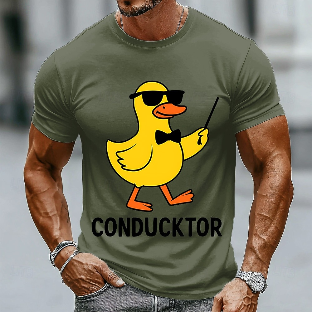 Camiseta divertida de pato conductor para hombre, camiseta de manga corta con estampado 3D, cuello redondo, moda, uso diario, calle, azul, blanco, verde, verano, primavera, ropa, tallas S, M, L, XL, 2026 - $21.99 –P4