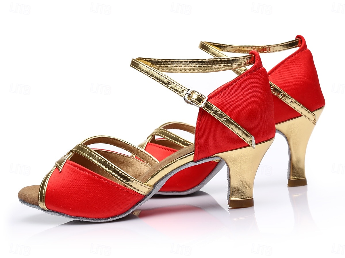 Women's Brown & Gold Latin Dance Shoes - Medium Heel, Strappy Design, Ballroom, Salsa, Tango, Practice & Performance Footwear 2026 - $29.99 –P1