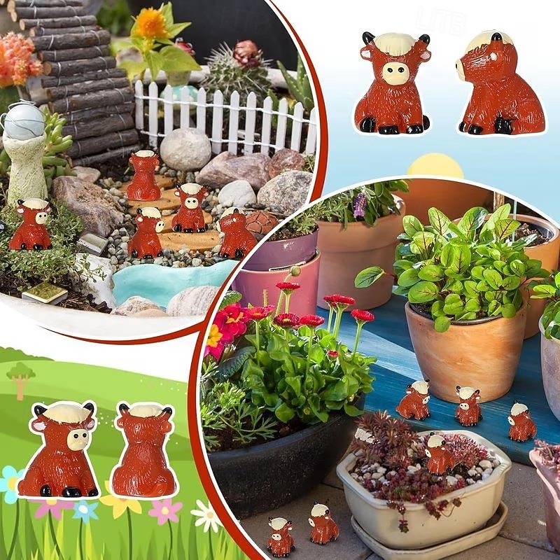 30 mini-beeldjes van Schotse hooglandkoeien, decoratieve kleine dieren van hars voor tuin- en miniatuurlandschappen, poppenhuizen, mos-terrariums en taartdecoratie. 2026 - $16.99 –P6