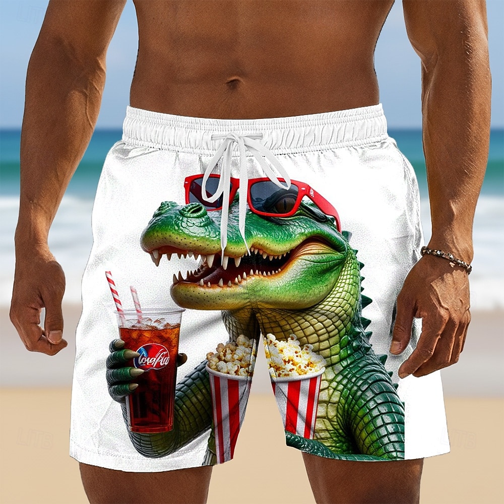 Homme Crocodile Drôle animaux de dessin animé Maillots de bain Shorts de bain Shorts de Surf Taille Moyenne Hawaïen Vacances à la Plage Poches Latérales doublure en maille Taille élastique avec de 2026 ? $20.99 –P1
