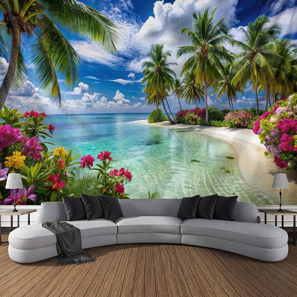 Tapiz de pared 3D realista con paisaje natural, cascada y lago azul, bosque de ensueño, montaña y flores. Tapiz colgante para sala de estar, dormitorio, residencia estudiantil, hogar y oficina. 2026 - $45.99 –P4