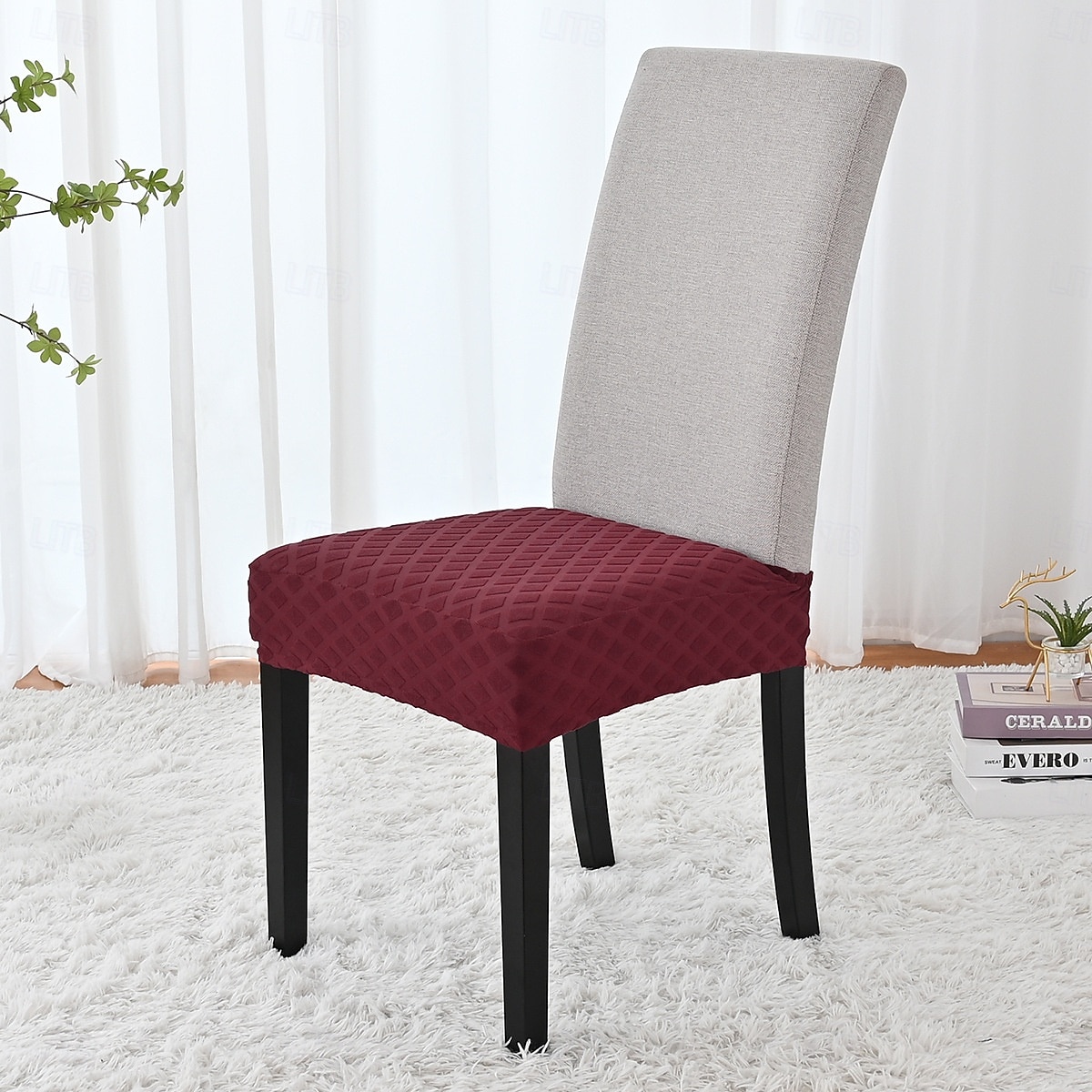 Strečový žakárový diamantový potah na sedák s elastickým potahem, dvojité elastické pásky, prachotěsný chránič sedáku do jídelny, kuchyně, hotelu 2026 - $8.99 –P15