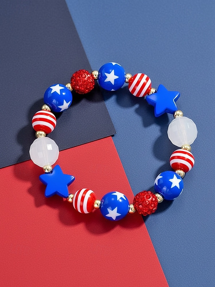 Patriotisches Schmuckset aus Harzperlen für Damen zum 250. Jahrestag der Unabhängigkeit der USA, als Freizeitschmuck und für Reisen. 2026 - $11.99 –P6