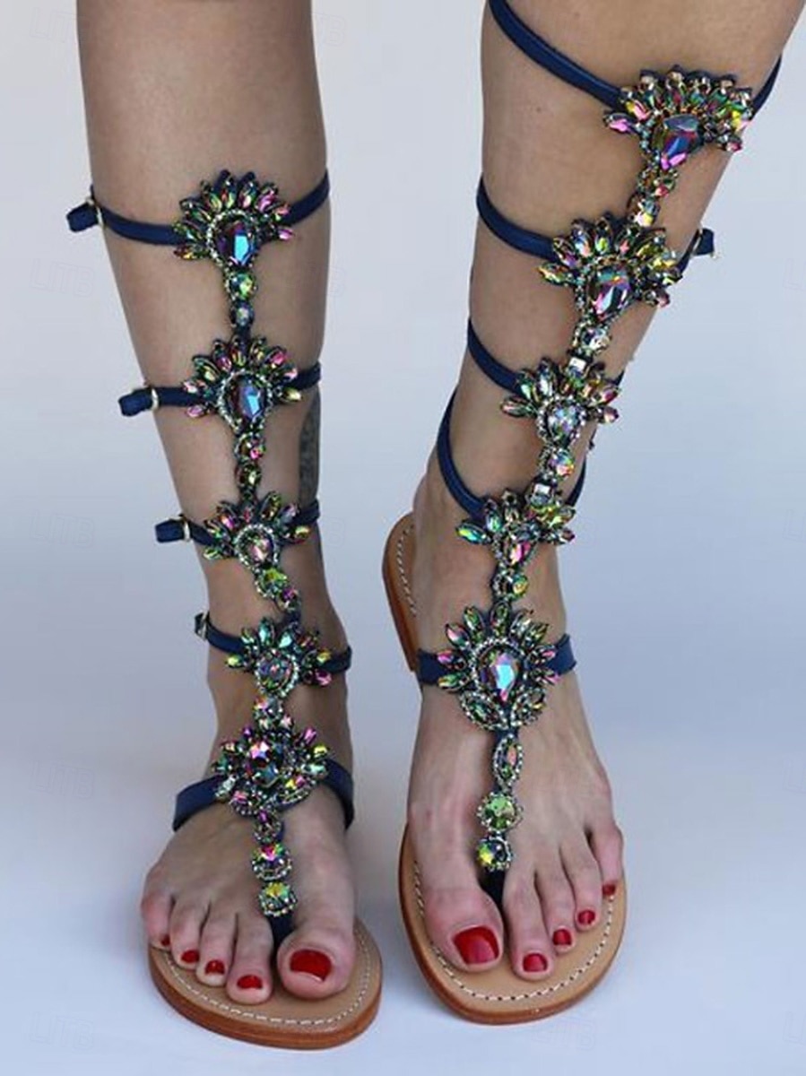 Versierde gladiatorsandalen voor dames - elegante avondschoenen voor in het resort, perfect voor diners tijdens de vakantie en evenementen aan het strand. 2026 - $46.99 –P1