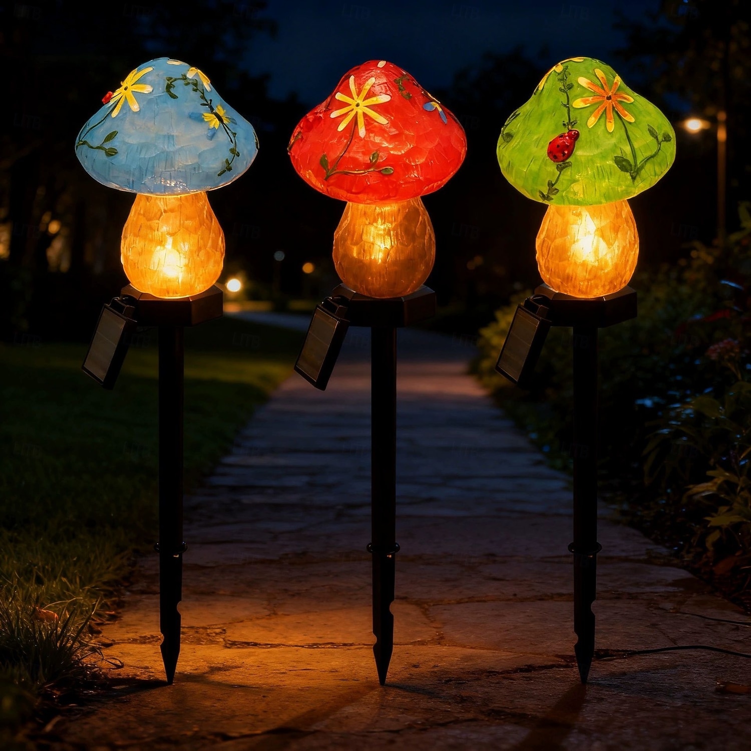 Lampy ogrodowe z żywicy zasilane energią słoneczną, wodoodporne, oświetlenie ścieżek zewnętrznych, dekoracja ogrodu w stylu willi (1 szt.) 2026 - $21.99 –P1