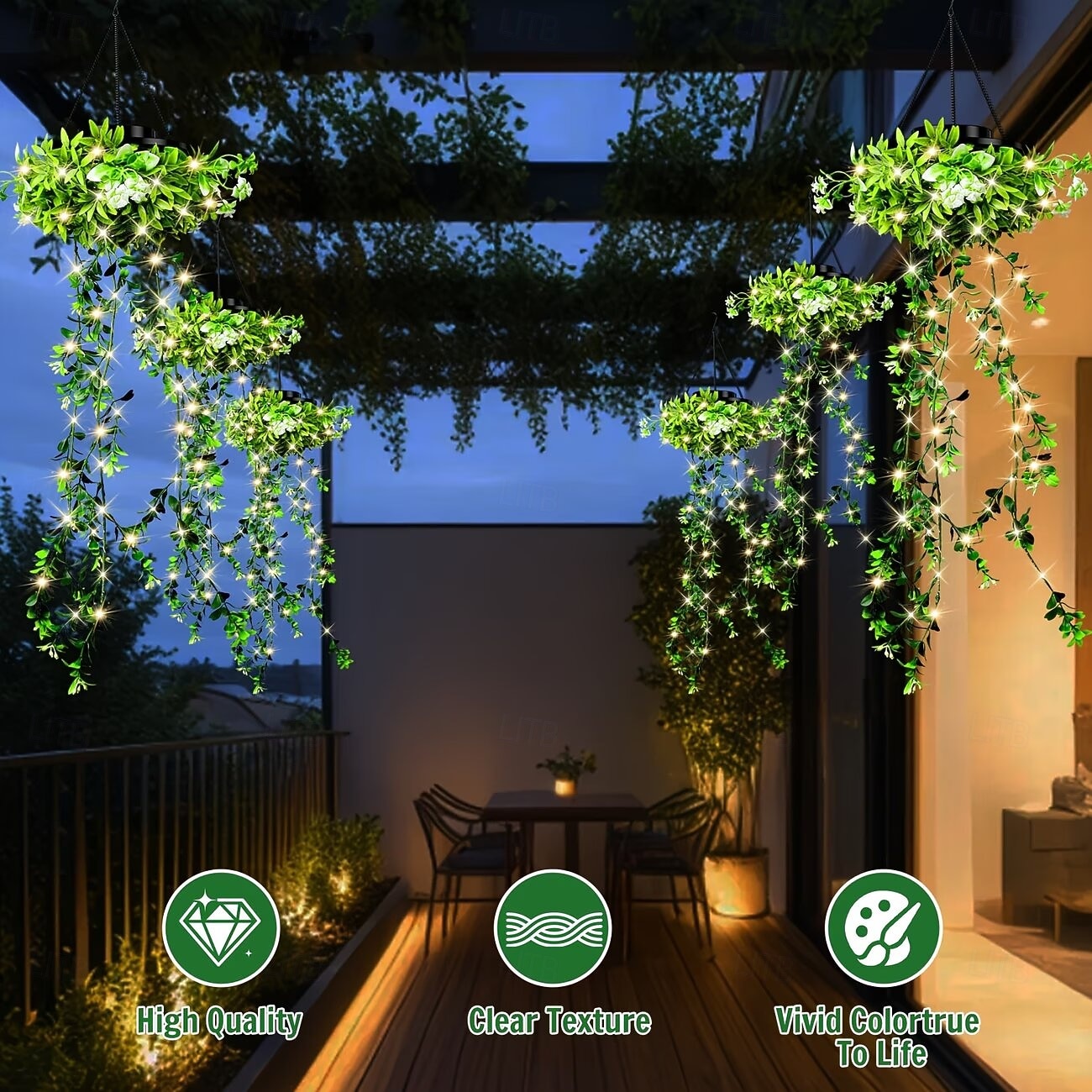 Luci solari da giardino sospese per primavera ed estate, 66 LED realistici con fiori e rampicanti, decorazioni per esterni impermeabili IP65 per giardino, patio e recinzione, accensione automatica 8-12 ore, regalo per la mamma del 2026 a $35.99 –P4