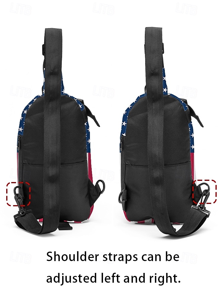 Men's USA Flag Polyester Chest Bag Large Capacity Sling Backpack with Adjustable Strap for US 250th Anniversary, Independence Day, Casual Daily Wear & Outdoor Sports 2026 - $24.99 –P7