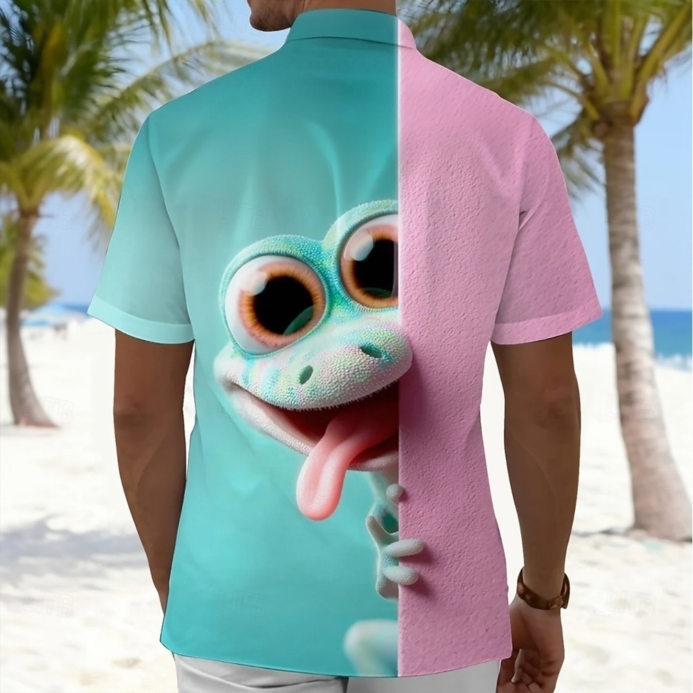 Homens Animal Sapo Lagarto Camisa havaiana camisa de botão Camiseta Aloha Manga Curta Havaiana férias na praia Verão Primavera Aberto para a Lateral Impressão 3D camisas de colarinho Um bolso frontal de 2026 por $25.99 –P6