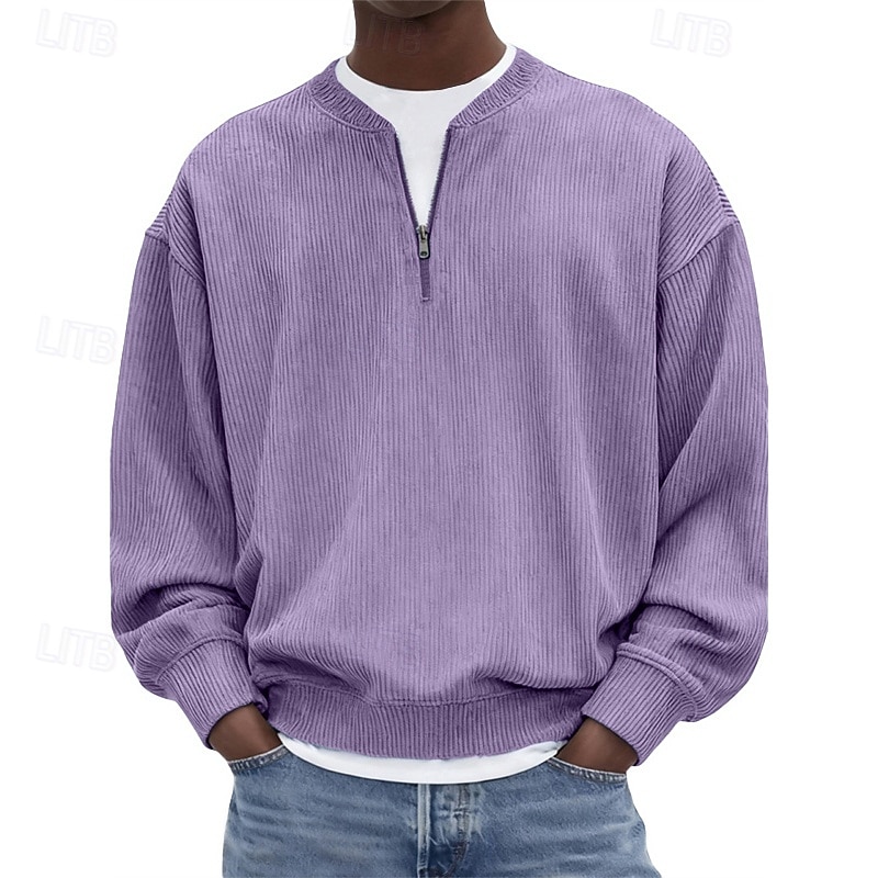 Voor heren Sweatshirt Sweatshirt met kwartrits blauw Zwart Wit Lichtgroen Marineblauw Halve rits Effen Kwart ritssluiting Dagelijks Sport & Outdoor Feestdagen Polyester Streetwear Basic Casual Lente 2026 - $32.99 –P2