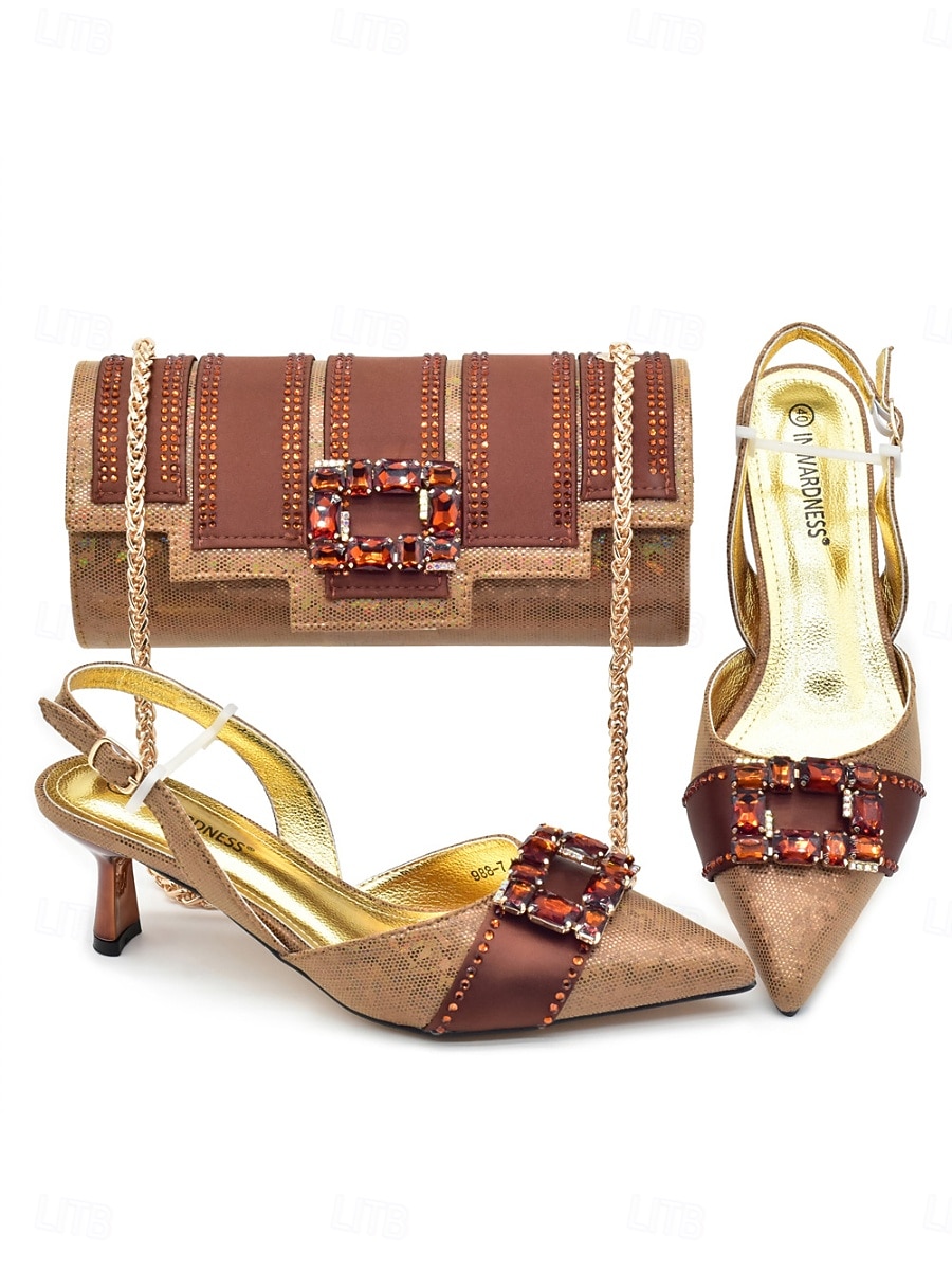 fioletowy satynowy zestaw damski z obcasem i pasującą torebką - elegancki zestaw z paskiem na pięcie, idealny dla matek wybierających się na miejskie wesela 2026 - $94.99 –P3