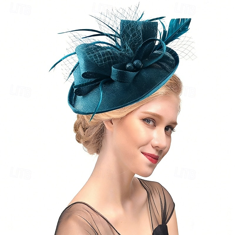 Fascinator Lino Matrimonio Compleanno Vintage Carino Retrò Con Piuma Copricapo Copricapo del 2026 a $17.49 –P9