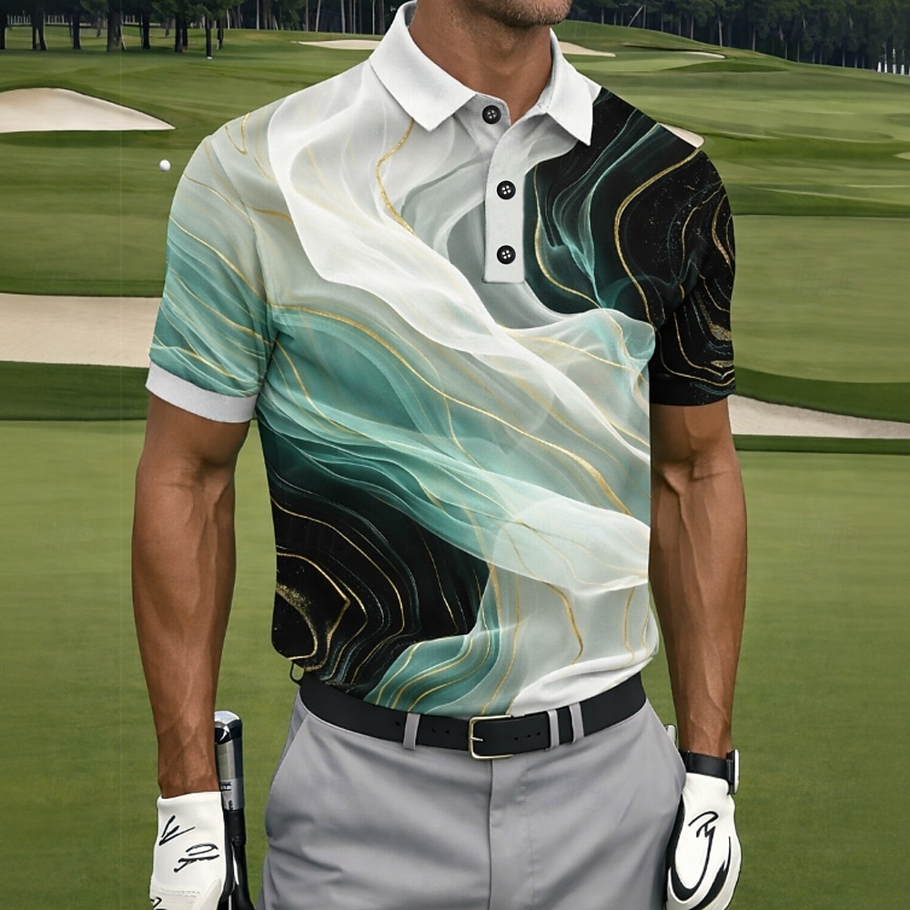 Men's Golf Line Sports Polo Shirts Short Sleeve Polo Shirts Collared Shirts Casual Athleisure Buttons Summer Spring Blue Purple Green 2026 - $22.99 –P1