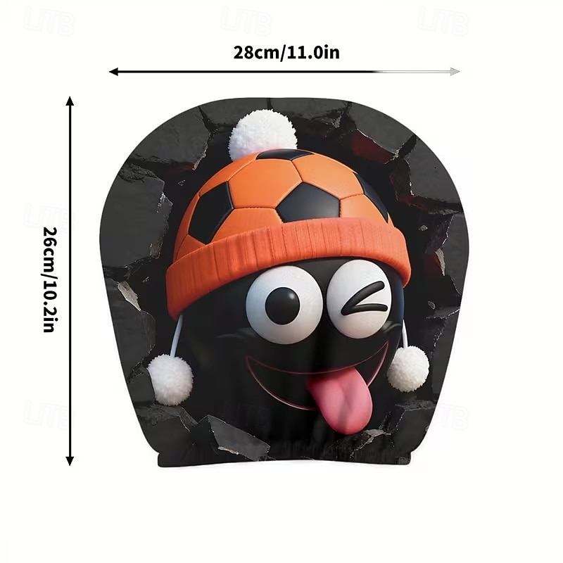2 stuks grappige hoofdsteunhoezen met voetbalhoofd-uitdrukking voor in de auto, gemaakt van non-woven polyester, universele pasvorm, wasbaar, eenvoudig te installeren, perfect voor roadtrips of 2026 - $9.49 –P17