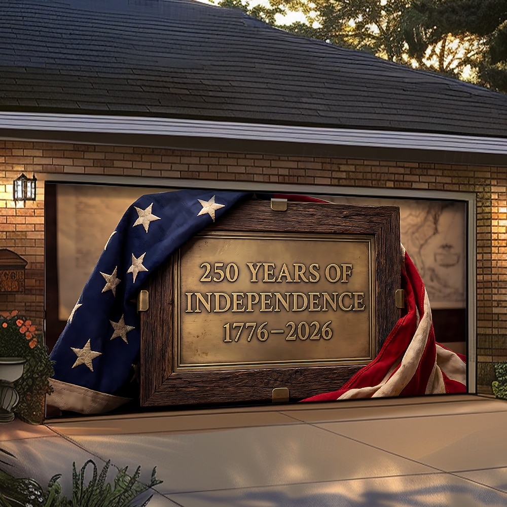 4 de julio de 2026 250° Día de los Caídos Cubierta de Puerta de Garaje Gran Fondo Colgante Bandera Americana Vintage 3D Fiesta Patriótica Al Aire Libre Fondos de Tiro Decoración de Hogar 2026 - $59.99 –P5