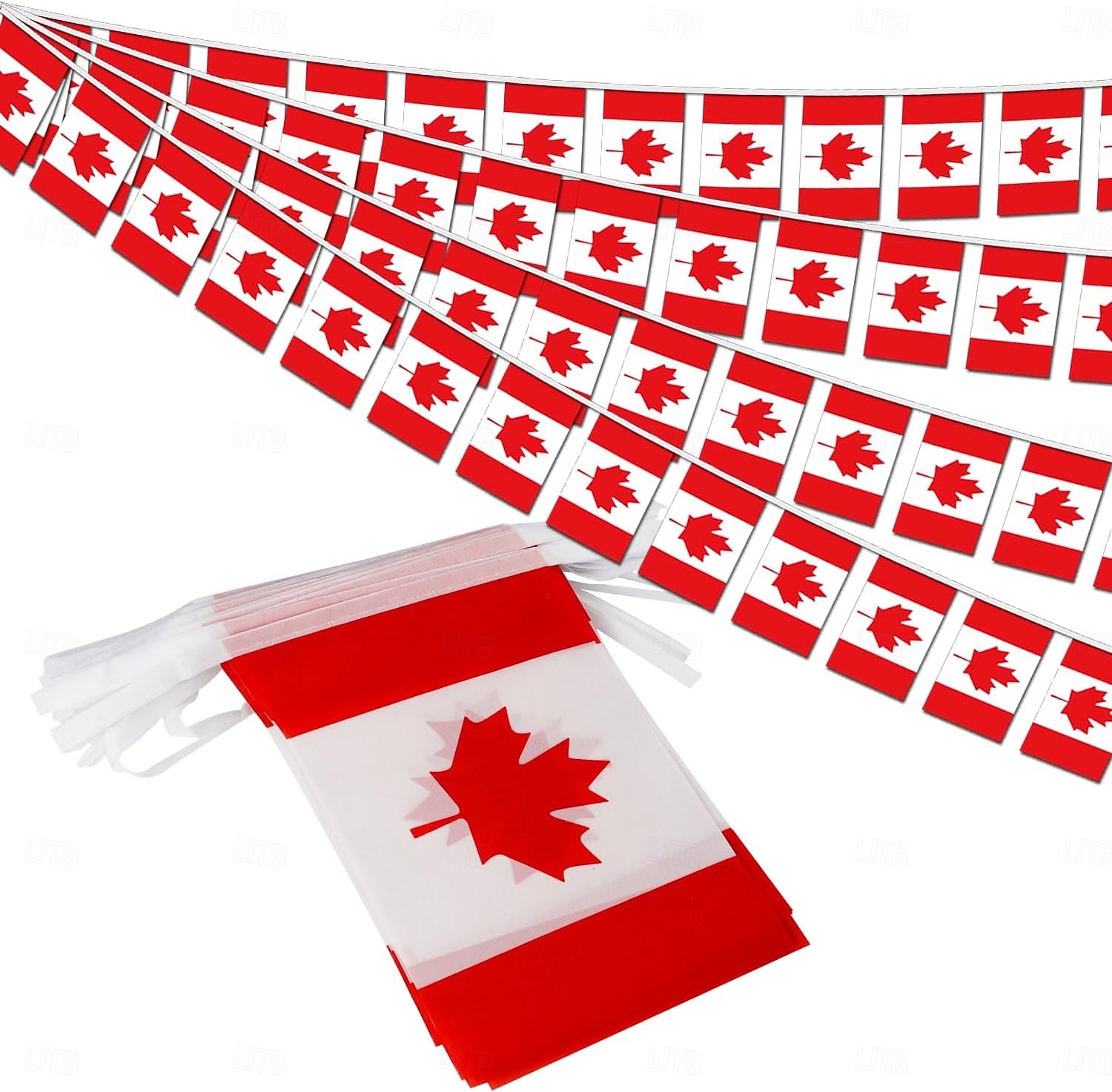 Banner cu steaguri canadiene din șnur pentru meciul de vară al Cupei Mondiale de fotbal, 50 de steaguri, mini steaguri canadiene mici de 46 de picioare, pentru decorarea țării, școală, petrecere, 2026 - $16.99 –P1