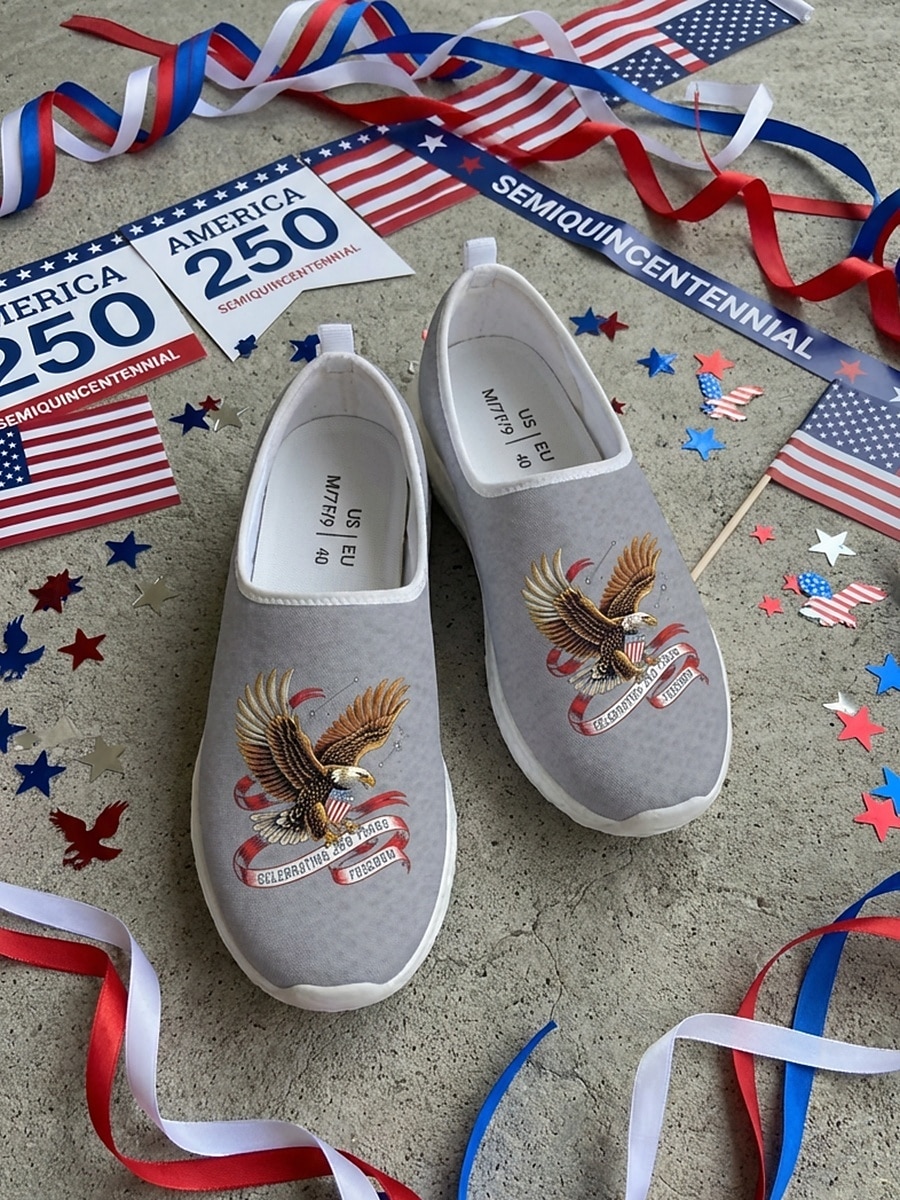 Men's Patriotic Breathable Mesh Slip-On Sneakers – Eagle and Flag Design for Parades, 4th of July, USA Anniversary and National Celebrations 2026 - $32.99 –P5