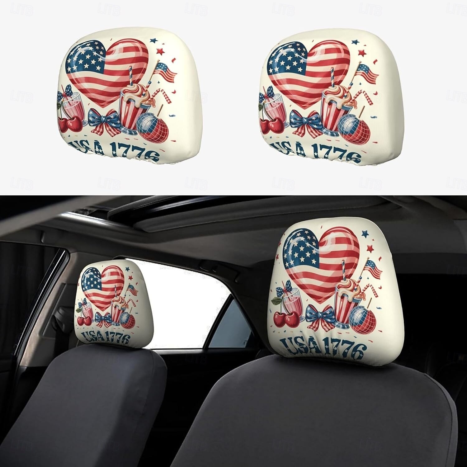 Funda para reposacabezas de coche conmemorativa del 250 aniversario, 2 unidades, conmemorativa de la Independencia de Estados Unidos (1776-2026), soporte espinal resistente para conducción de larga distancia, ajuste universal para coches, camiones y SUV. 2026 - $11.99 –P7