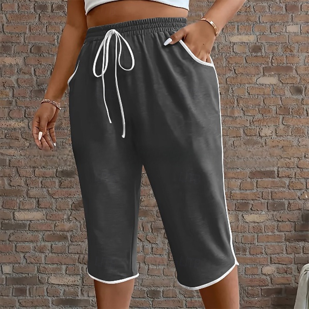 Women's Trousers Capri Pants Summer Pants Beach Pants Vacation Fashion Casual Daily Capris High Waist Plain Drawstring Patchwork Pocket Comfort Lightweight Breathable Micro-elastic Streetwear Beach 2026 - $20.99 –P14