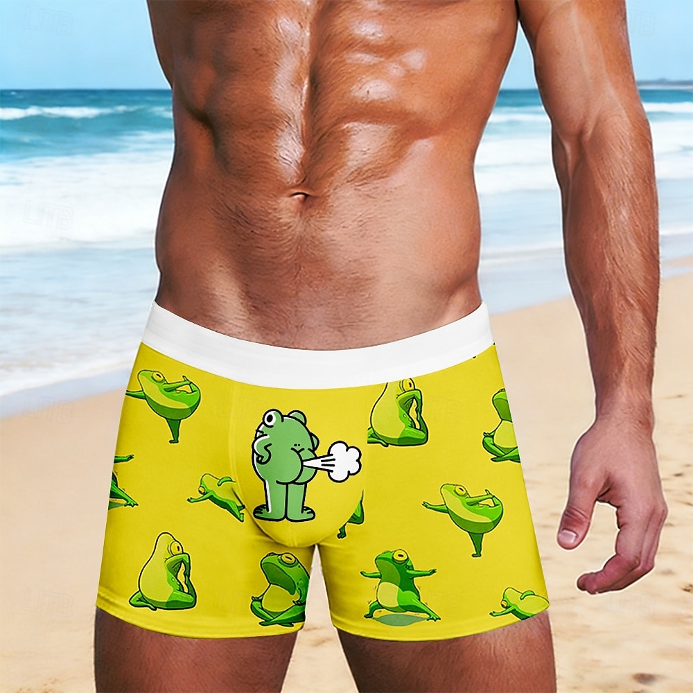 Men's Animal Cartoon Frog Stretchy Boxer Briefs Swimming Trunks Boxer Swim Shorts Funny Casual Home Beach Vacation Wear Elastic Waistband Moisture-Wicking Breathable Underwear Designer Clothing 2026 - $16.99 –P4