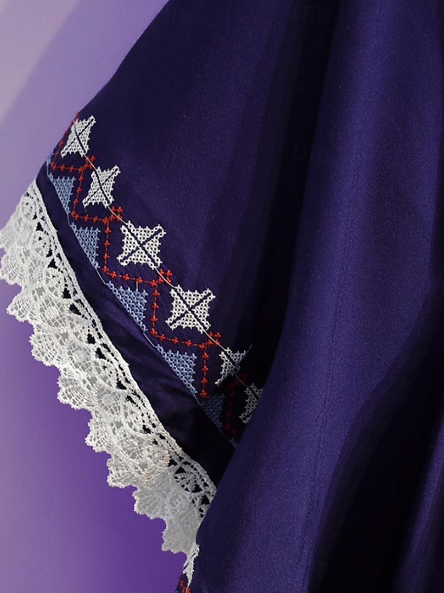 Femmes Chemisier Dentelle Broderie Couleur Unie Bohème Vacances Occasionnel Manche 3/4 Col ras du cou Hauts Réguliers Quotidien Bleu Blanche Été Printemps Automne de 2026 ? $19.99 –P12