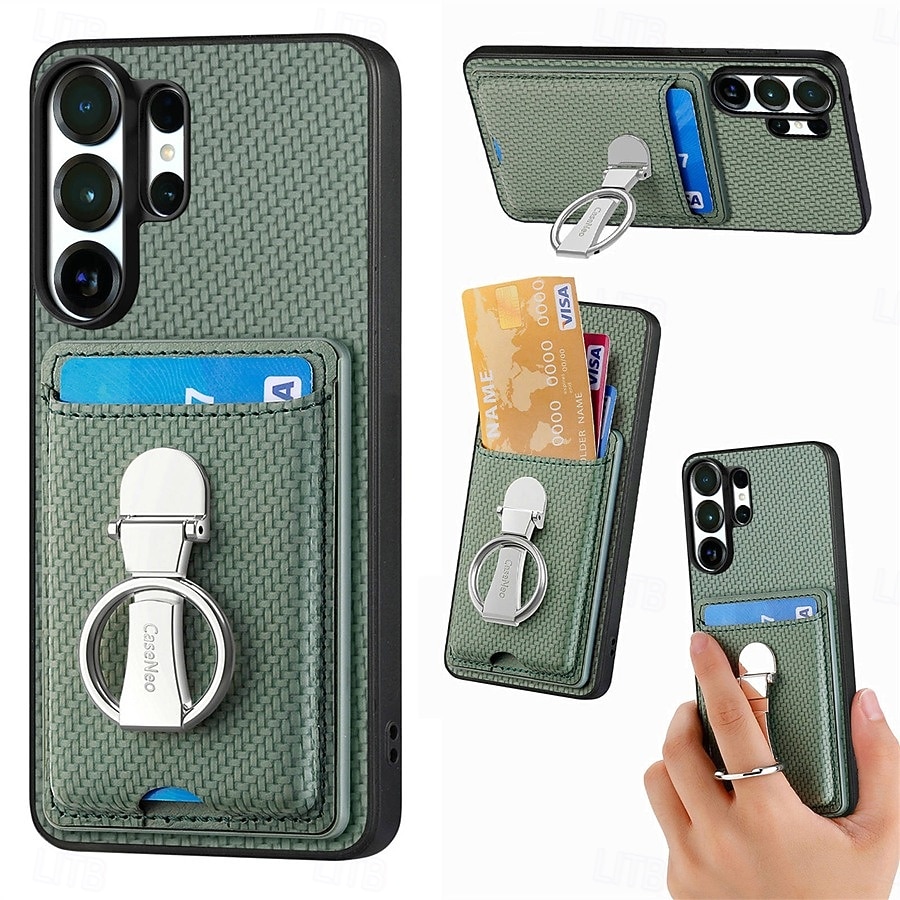 téléphone Coque Pour Samsung Galaxy S26 S26 Plus S26 Ultra Coque Arrière avec Support Support Anneau Emplacement Carte Rétro TPU Fibre faux cuir de 2026 ? $16.99 –P3