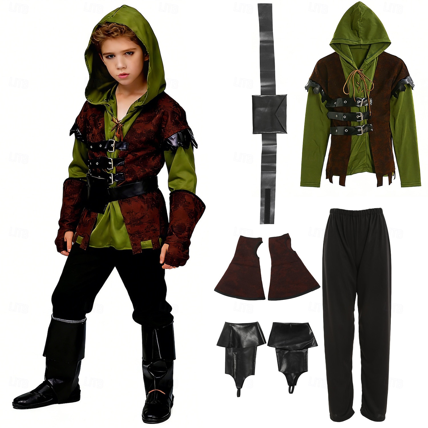 Conjunto Medieval Renascentista chique Calças Cinto Camisa com acessórios Manga Comprida Elfo Ranger Fantasia Para Meninos Fantasia Dia Das Bruxas Carnaval feira renascentista Crianças Camisa Calças de 2026 por $55.99 –P5
