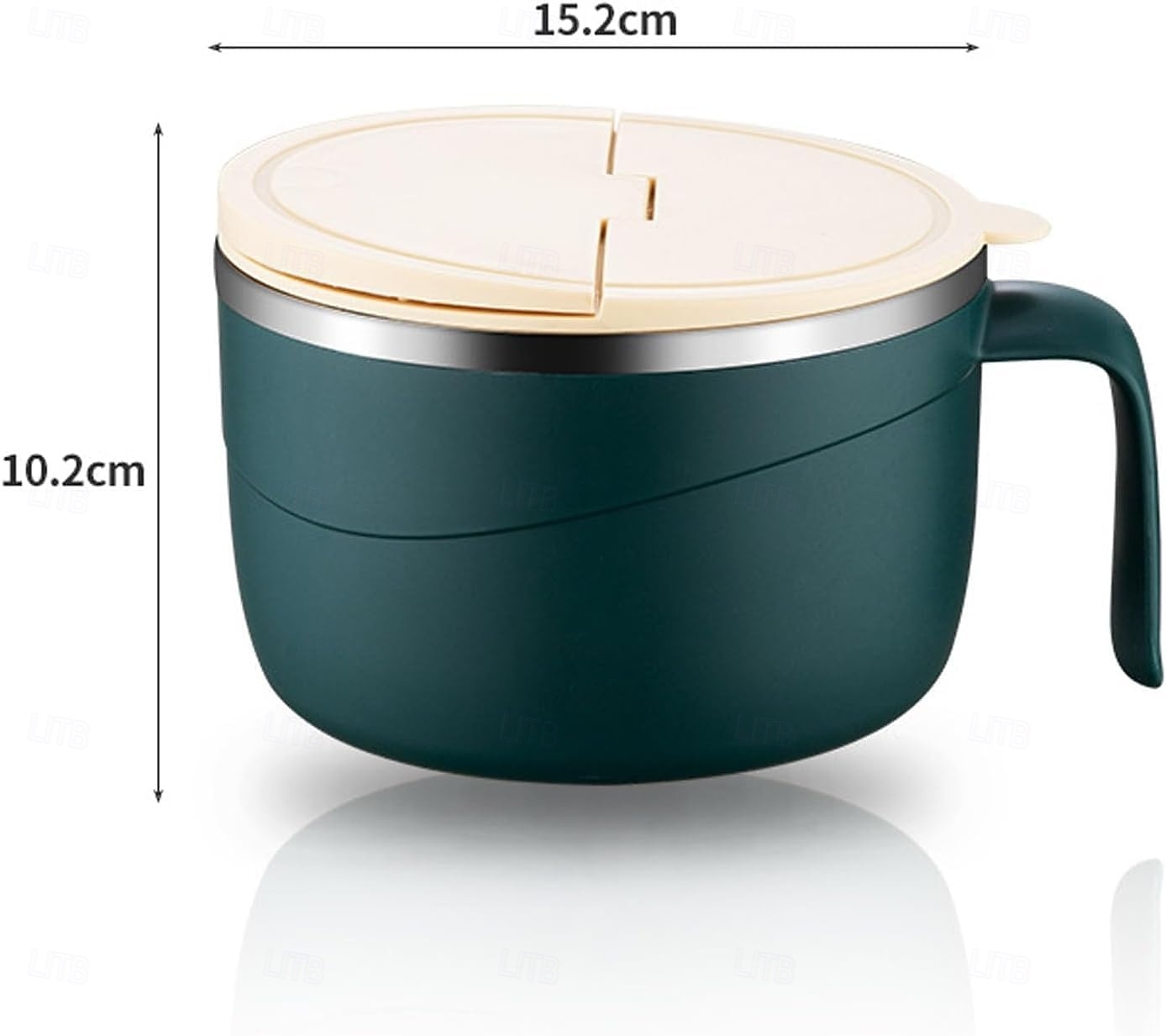 304 rustfritt stål nudelskål med lokk og håndtak, 1200 ml ramenskål med stor kapasitet, dobbeltvegget skåldingssikker suppeskål, bærbar matbeholder for studenthjem, kontor, hjemmebruk 2026 - $16.99 –P16