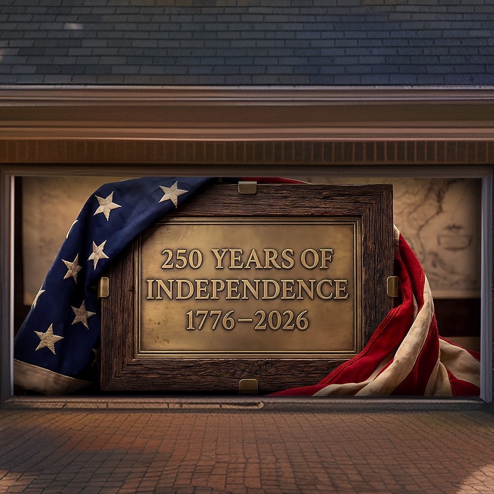 4 de julio de 2026 250° Día de los Caídos Cubierta de Puerta de Garaje Gran Fondo Colgante Bandera Americana Vintage 3D Fiesta Patriótica Al Aire Libre Fondos de Tiro Decoración de Hogar 2026 - $59.99 –P2