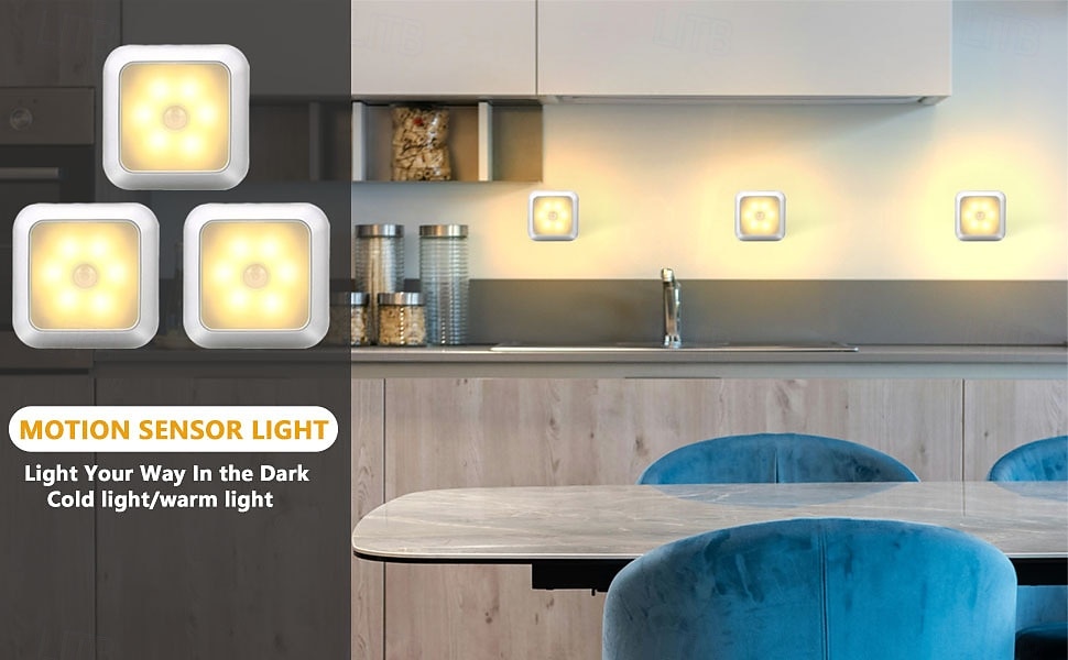8 Pcs Smart Motion Sensor Night Lights, 6 LEDs, Magnetic Clip-On, No Wiring Needed, ABS LED Lamps for Indoor Use – Bedroom, Hallway, Staircase, Entryway, Cabinet, Kitchen, 8x8cm, AAA Battery Powered 2026 - $89.99 –P1