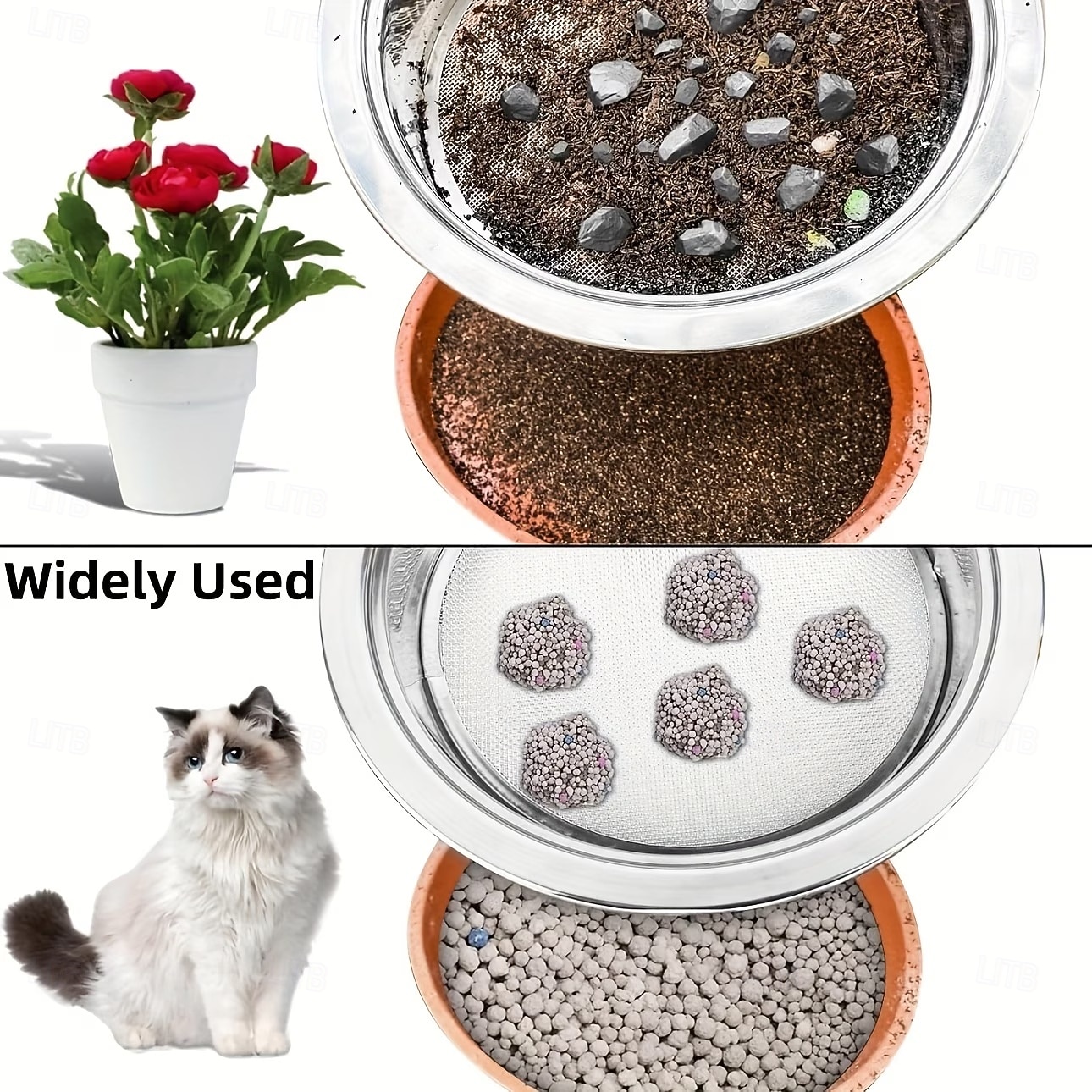 Rostfritt stålsiktset för trädgårdsskötsel med 5 storlekar 1/3/6/9/12 mm utbytbara maskor inklusive spade, perfekt för trädgårdsskötsel &, jordsiktverktyg, avtagbar kompostskärm för jord, sand, stenar 2026 - $39.99 –P5