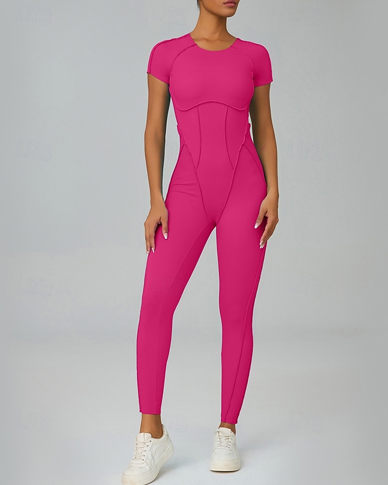 Mujer Mono de Fitness Pijama Mono Color sólido Body Verano Primavera Otoño Arroz blanco Rosa Entrenamiento de gimnasio Aptitud física Yoga Eslático Transpirable Manga Corta Deporte Ropa de Deporte 2026 - $44.99 –P10