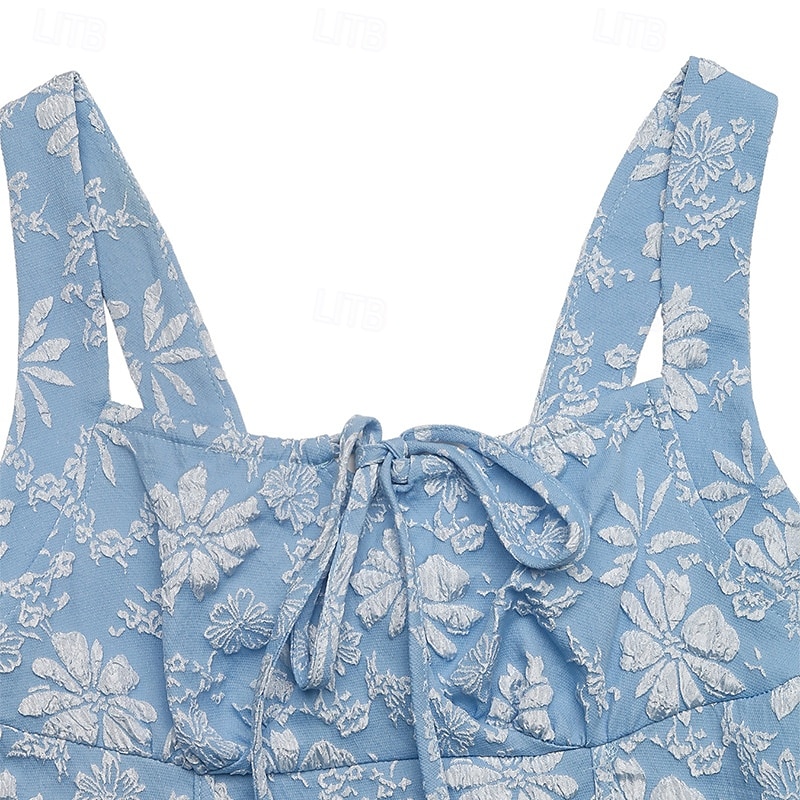 Per donna Abito maxi Abito a corsetto Abito a trapezio Abito Estivo Abito Sottoveste Casual Quotidiano Spiaggia Ferie Vestibilità regolare Floreale Grafico Senza Maniche Collo quadrato Blu Estate del 2026 a $44.99 –P6