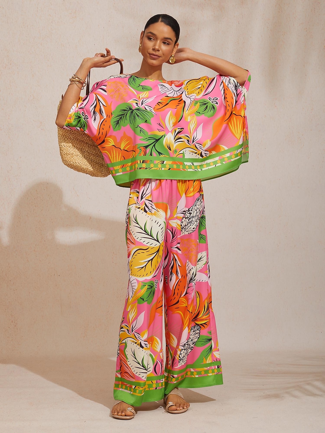 vad hibiszkusz álom selymes szatén dolman ujjú felső 2026 - CAD $85.99 –P7