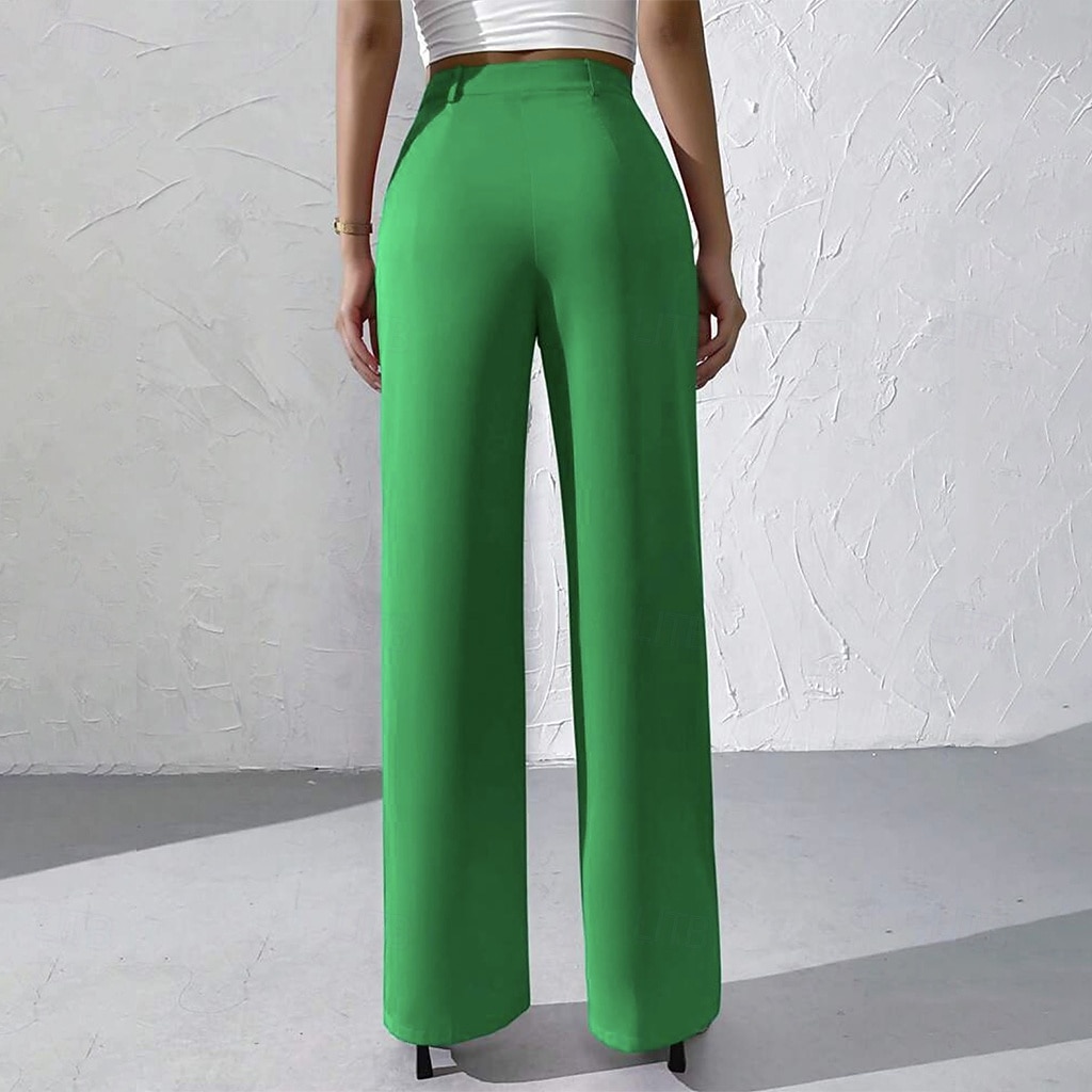 Pentru femei Pantaloni Costume Pantaloni de vară Vacanță Modă Casul Zilnic Lungime totală Talie Înaltă Culoare solidă Simplu Fermoar Buzunar Picior Larg Confort Ușor Απαλό Micro-elastic Haine de 2026 - $37.99 –P10