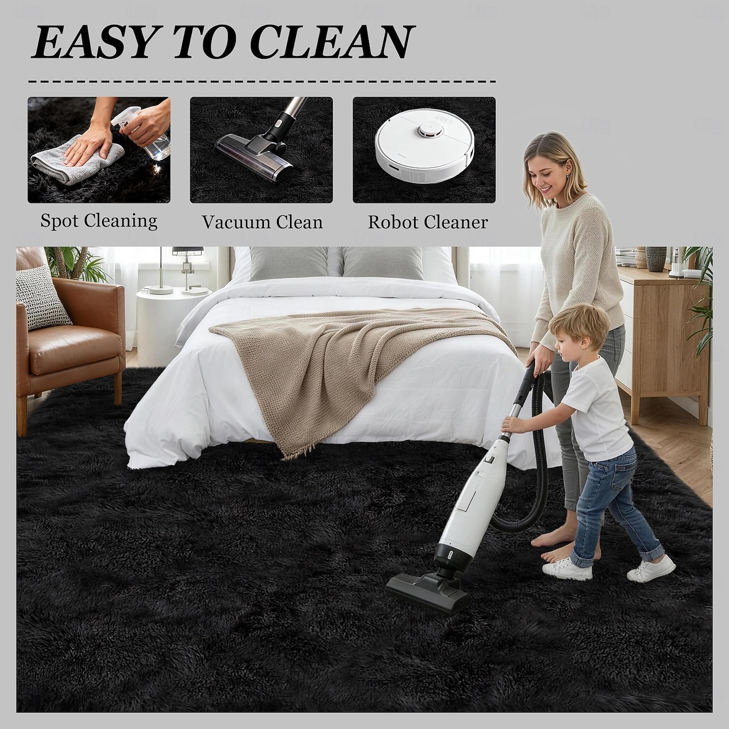 Alfombras para sala de estar y dormitorio: alfombra de pelo largo ultrasuave y mullida, antideslizante, que no suelta pelusa, alfombra grande y mullida para interiores, ideal para habitaciones 2026 - $49.99 –P8