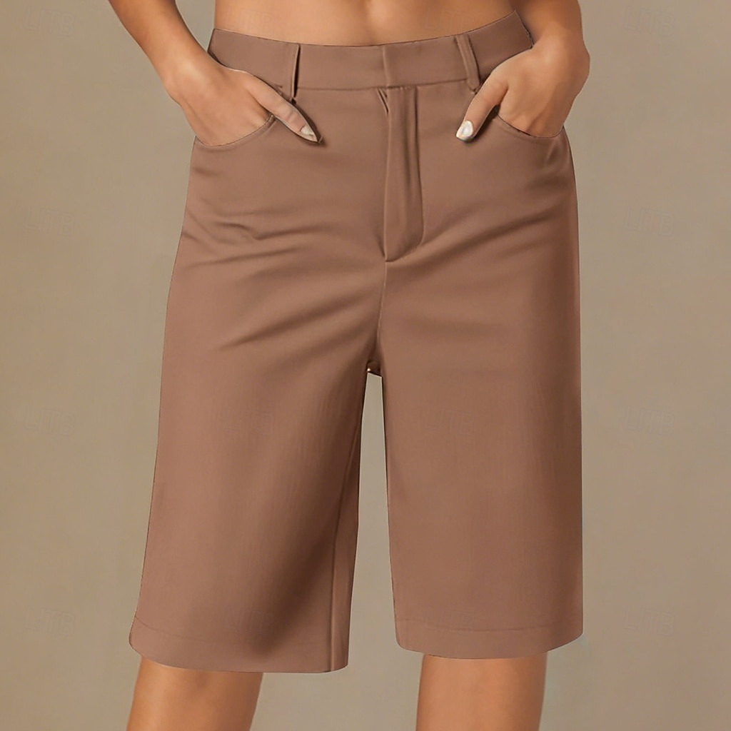 Dames korte broek Korte broek Zomer korte broeken Vintage Modieus Casual / Dagelijks Knielengte Lage Taille Effen Kleur Effen Zak Recht been Comfort Lichtgewicht Zacht Inelastisch Streetwear Kantoor 2026 - $24.99 –P4