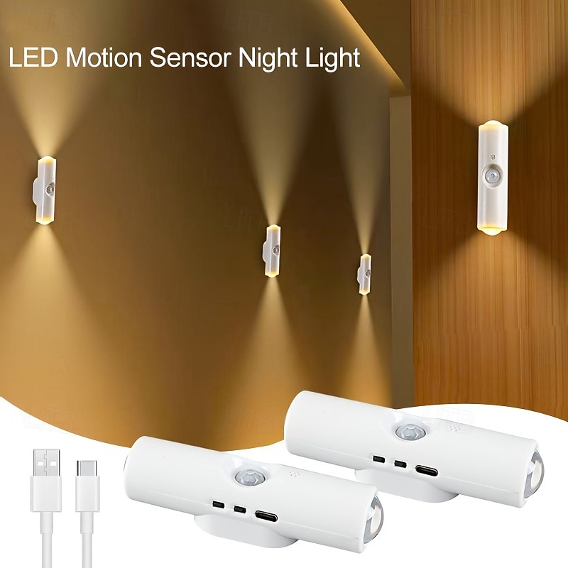 4 db mágneses, intelligens mozgásérzékelős, USB-s újratölthető éjszakai fény, háromszínű, fokozatmentes fényerővel szabályozható, 3 világítási mód, LED-lámpák beltéri használatra, lépcsőházba, 2026 - $26.99 –P2